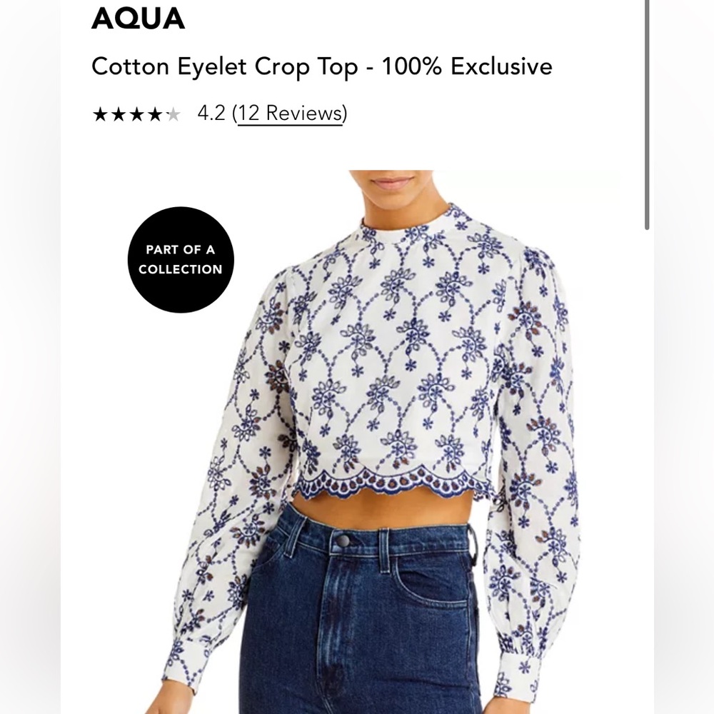 Aqua Chelsee Cotton Eyelet Crop Top and Shorts